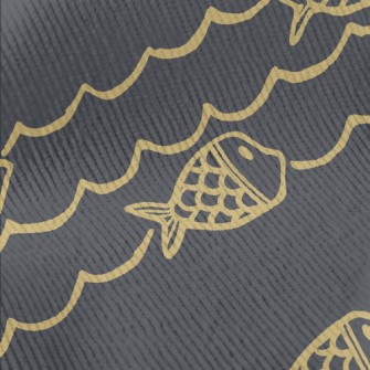 Hand Drawn Ocean Waves And Fis Standard Corduroy