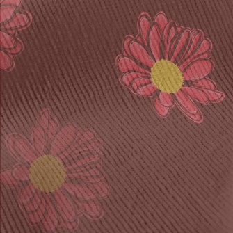 Red Hand Drawn Daisy Standard Corduroy