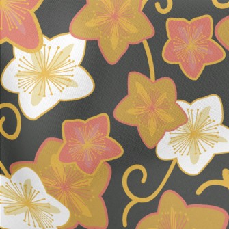 Hand Drawn Star Shaped Flowers Stretch Ponte