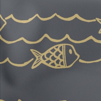 Hand Drawn Ocean Waves And Fis Stretch Ponte