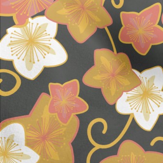 Hand Drawn Star Shaped Flowers Micro Fleece