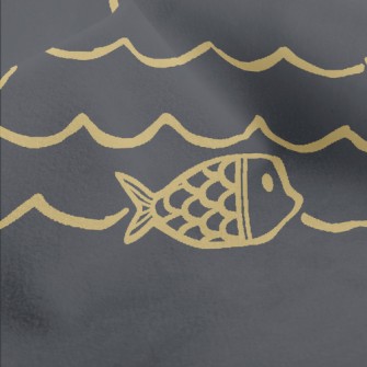 Hand Drawn Ocean Waves And Fis Micro Fleece