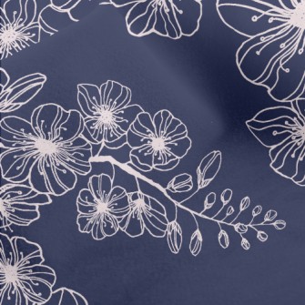 Spring Hand Drawn Cherry Bloss Micro Fleece