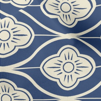 Japanese Wave Flowers Micro Fleece