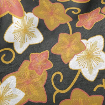 Hand Drawn Star Shaped Flowers Minky