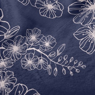 Spring Hand Drawn Cherry Bloss Minky