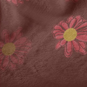 Red Hand Drawn Daisy Minky