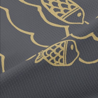 Hand Drawn Ocean Waves And Fis Piqué