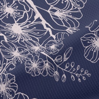 Spring Hand Drawn Cherry Bloss Piqué