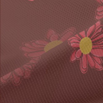 Red Hand Drawn Daisy Piqué