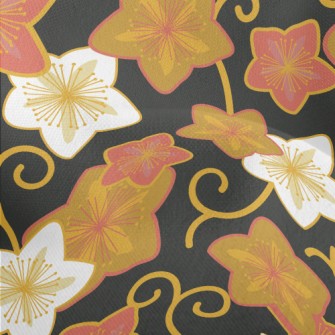 Hand Drawn Star Shaped Flowers Lightweight Performance Linen