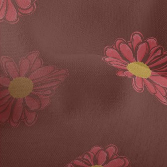 Red Hand Drawn Daisy Lightweight Performance Linen