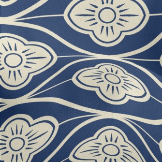 Japanese Wave Flowers Lightweight Performance Linen
