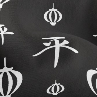 Chinese Calligraphy And Lanter Lightweight Performance Linen