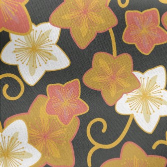 Hand Drawn Star Shaped Flowers Jersey Backed Fleece