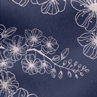 Spring Hand Drawn Cherry Bloss Jersey Backed Fleece