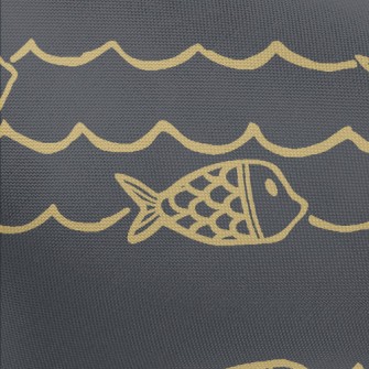 Hand Drawn Ocean Waves And Fis Pongee