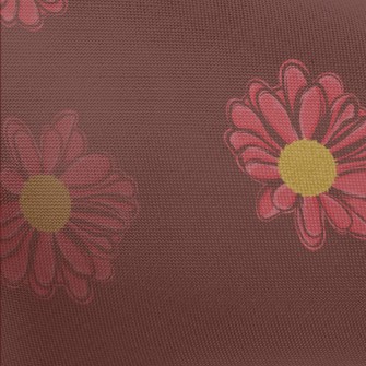 Red Hand Drawn Daisy Pongee