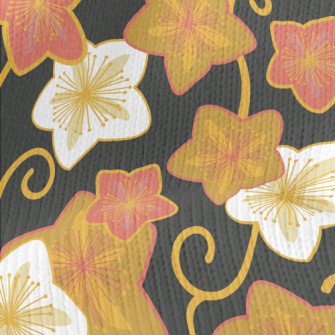 Hand Drawn Star Shaped Flowers Stretch Jersey