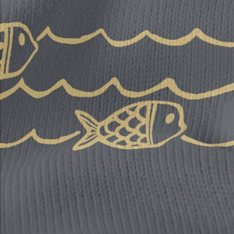 Hand Drawn Ocean Waves And Fis Stretch Jersey