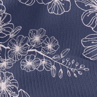 Spring Hand Drawn Cherry Bloss Stretch Jersey