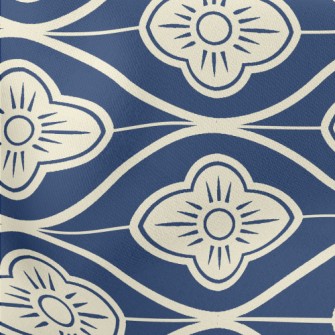 Japanese Wave Flowers Lightweight Cotton Poplin