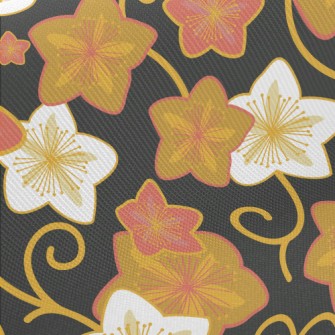 Hand Drawn Star Shaped Flowers Midweight Cotton Poplin