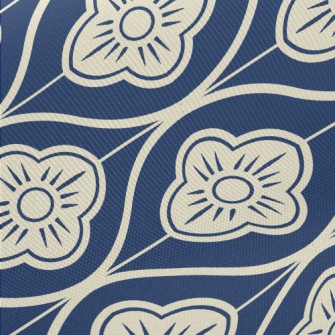 Japanese Wave Flowers Midweight Cotton Poplin