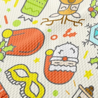 Christmas Doodle Birdseye Piqué