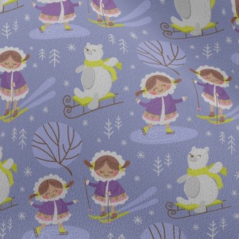 Ski Girl And Bear Chiffon