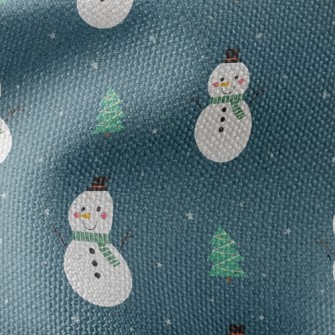 Green Scarf Snowman Waterproof Canvas