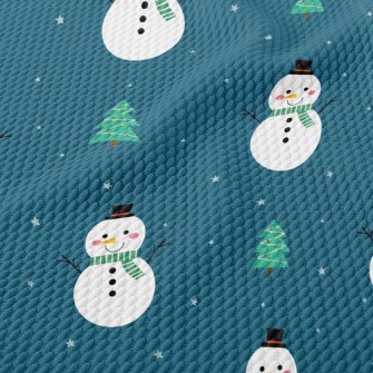 Green Scarf Snowman Birdseye Piqué
