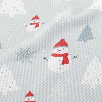 Snowman In Winter Birdseye Piqué