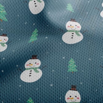 Green Scarf Snowman Athletic Mesh Flat Back