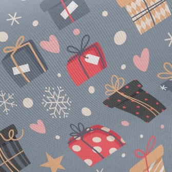 Christmas Gifts And Snowflakes Twill