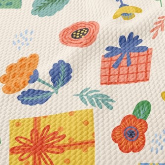 Flowers And Gift Boxes Birdseye Piqué