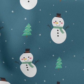 Green Scarf Snowman Stretch Ponte