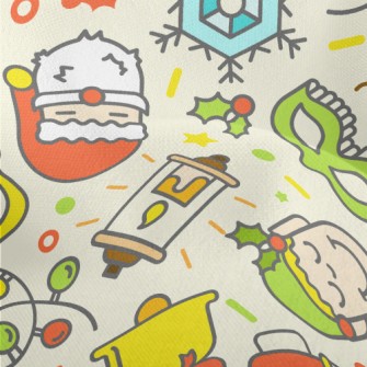 Christmas Doodle Lightweight Performance Linen