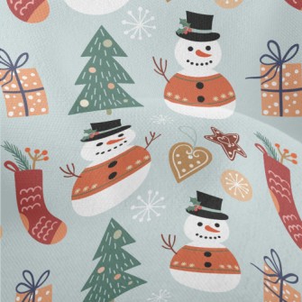 Festive Snowman Lightweight Performance Linen