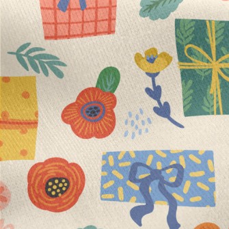 Flowers And Gift Boxes Jersey Backed Fleece