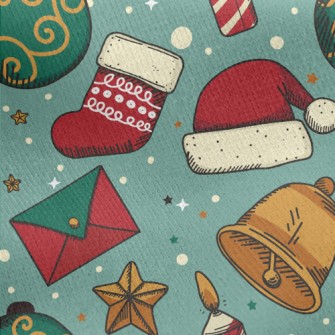 Christmas Hat Socks Balls Jersey Backed Fleece