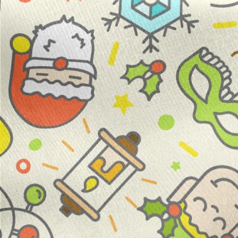 Christmas Doodle Jersey Backed Fleece