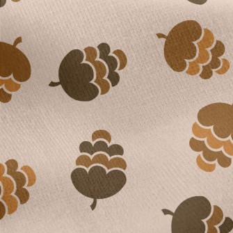 Brown Pine Cones Jersey Backed Fleece