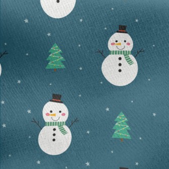 Green Scarf Snowman Jersey Backed Fleece