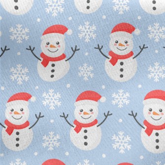 Snowflakes And Snowmen Jersey Backed Fleece