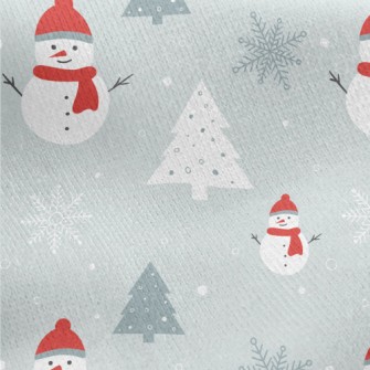 Snowman In Winter Jersey Backed Fleece