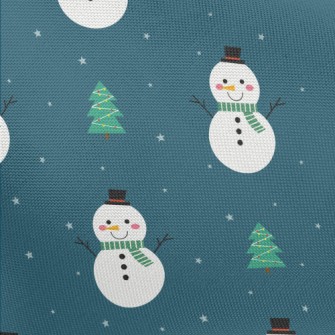 Green Scarf Snowman Pongee