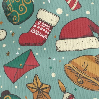 Christmas Hat Socks Balls Stretch Jersey
