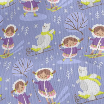 Ski Girl And Bear Stretch Jersey