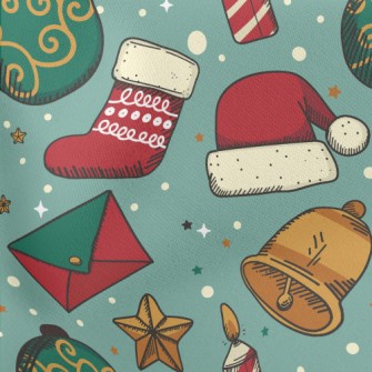 Christmas Hat Socks Balls Lightweight Cotton Poplin